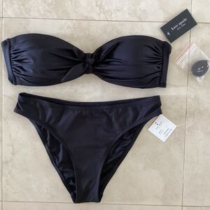 Kate Spade New York Black ♠️ Bow Bandeau Bikini Set Optional Strap Size Small